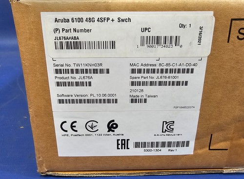 Aruba 6100 48 port Gigabit PoE Switch HPE JL676A **Brand New** - Afbeelding 2 van 4
