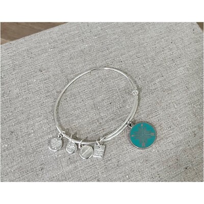 ALEX AND ANI Silver Turquoise Arrows Of Friendship Charm Bangle