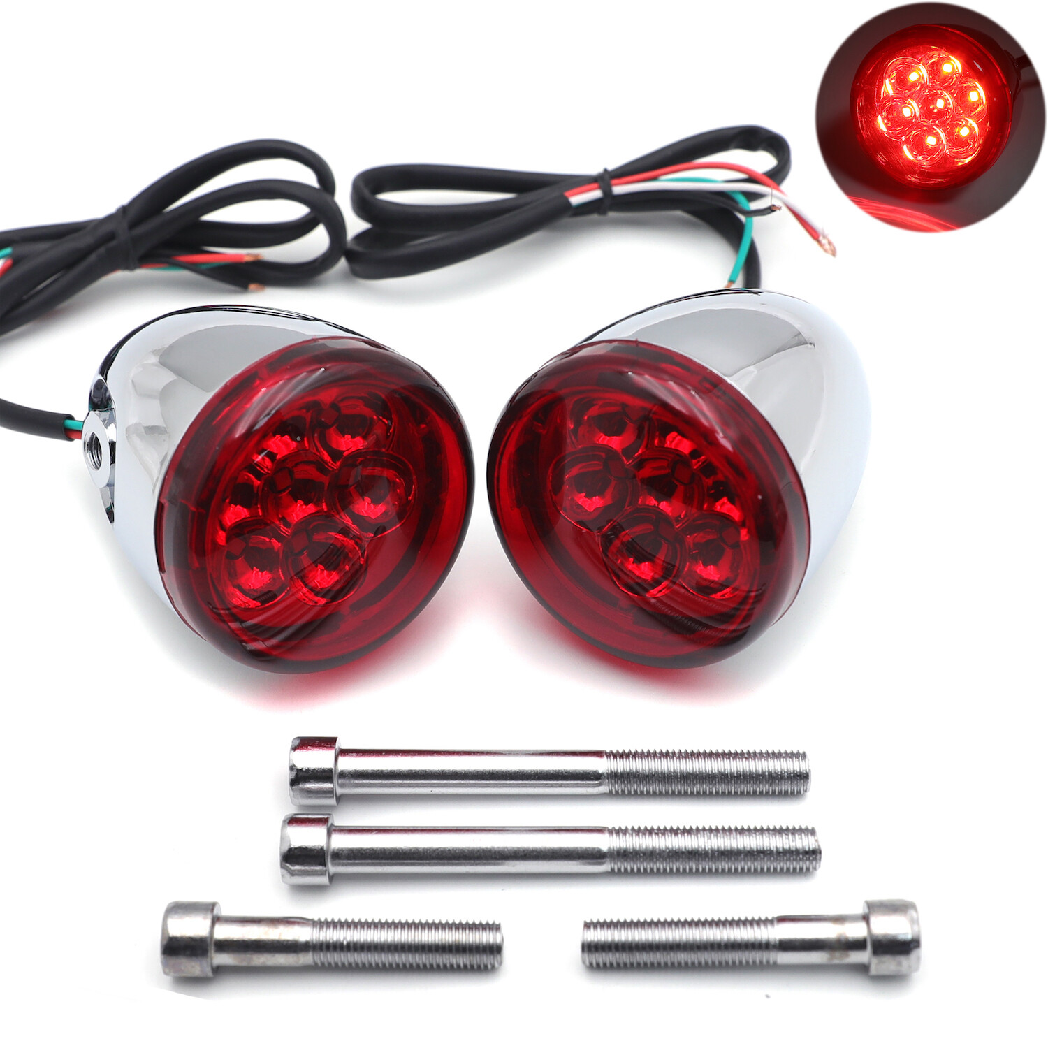 HTTMT Black Red Rear Turn Signal Light Indicator For Harley Sportster XL 1992-2016