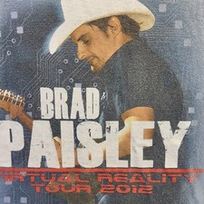 Brad Paisley Concert Shirt Adult Medium 2012 Virtual Reality Tour Blue Cotton