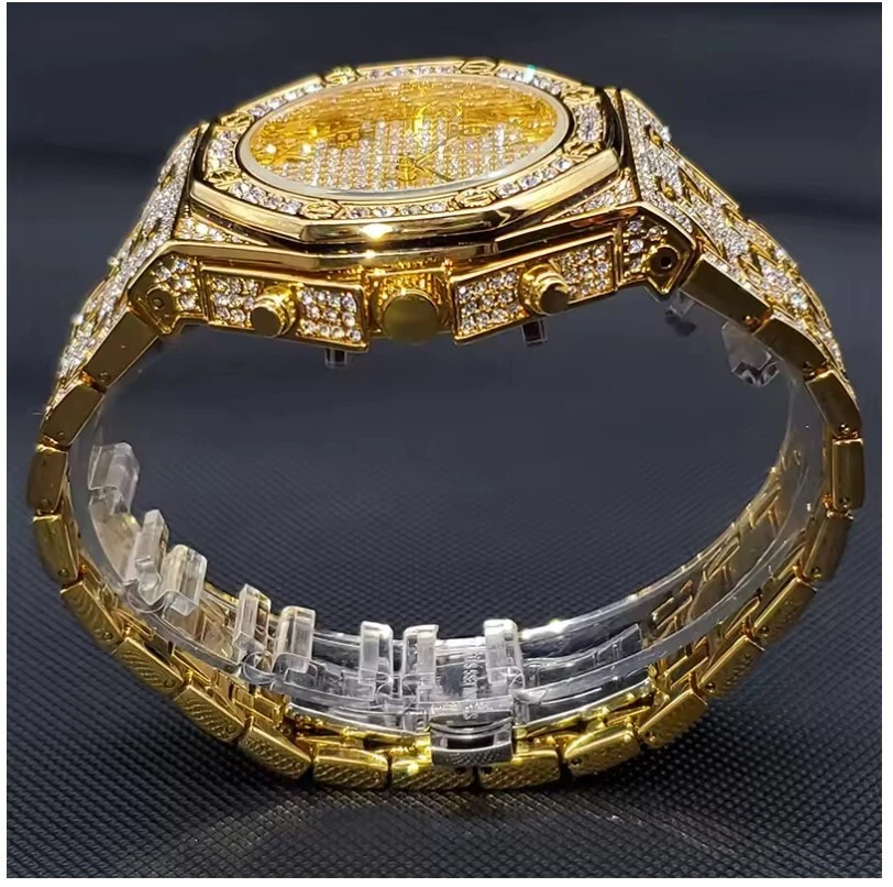 Moissanite like Zircon(AAA) diamond Quartz Watch | Octagonal Waterproof Calendar - image 2 of 4