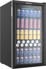 EUHOMY Beverage Refrigerator Cooler, 126 Can & Glass Door, Shelves. Mini Fridges