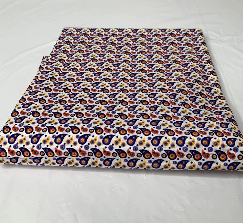 Fabric from turkey like evil eye tear drop purple orange yellow 1 yard by 40in - Image 2 of 3