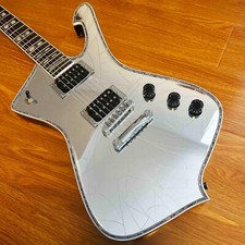  Iceman Silver Paul Stanley Cracked Mirror Electric Guitar Inlaid Fretboard