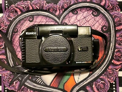 Konica C35MF 35mm Film Camera W/Lens Cover & Case Parts Only