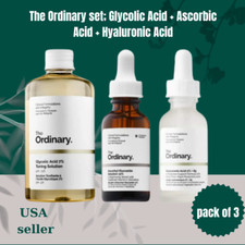 The Ordinary- Glycolic Acid  Ascorbic Acid  Hyaluronic Acid ,PACK OF 3