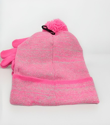 Disney Princess Girls Beanie Hat and Gloves Set Pink One Size Pompon - Picture 2 of 2