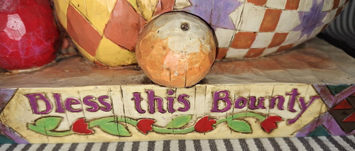 VTG w/TAG JIM SHORE LRG 11" THANKSGIVING Bless this Bounty FRUIT CORNUCOPIA 2004 - Picture 2 of 15