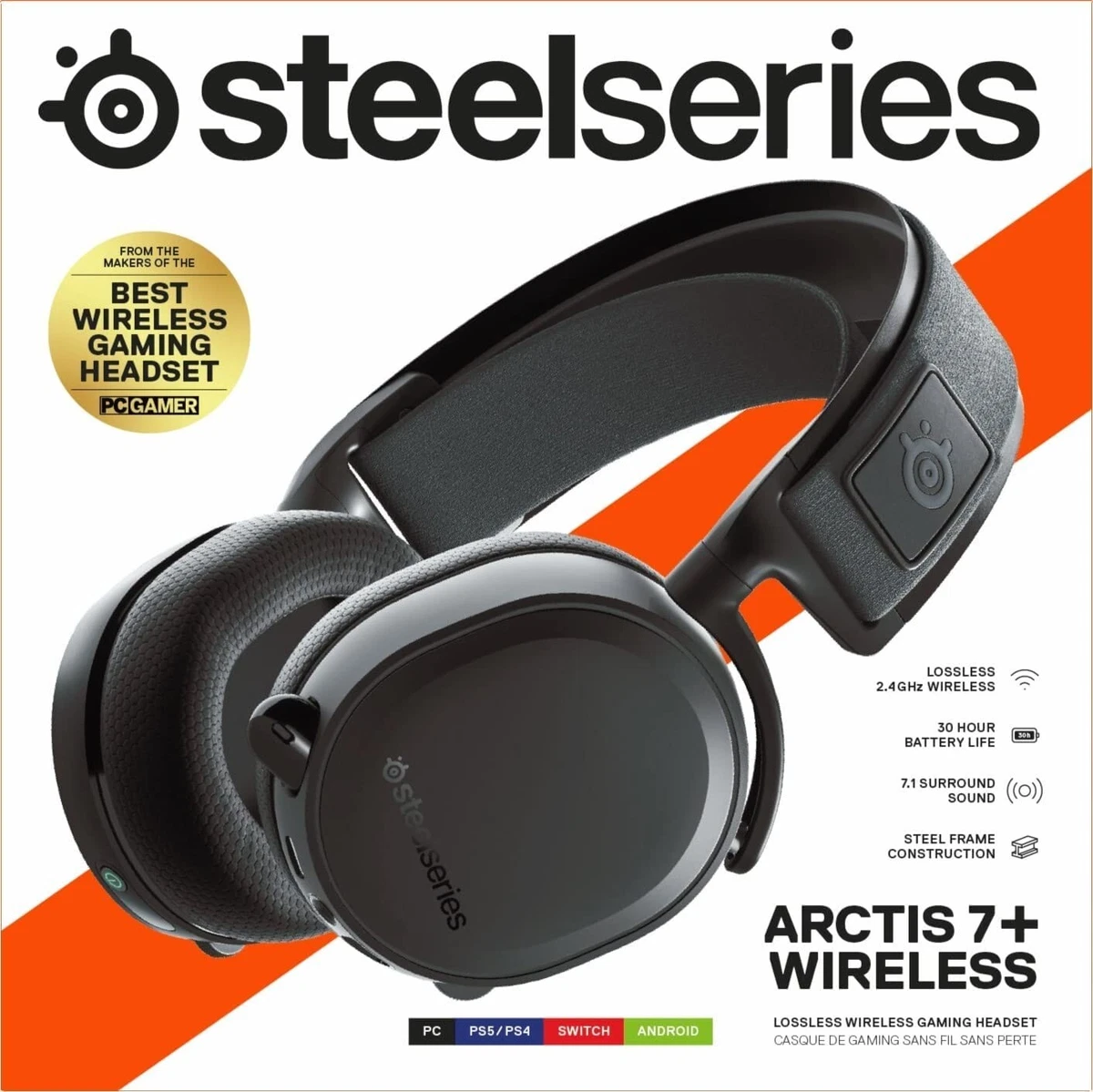 SteelSeries Arctis 7+ Plus Wireless Over-Ear Gaming Headset - Black  810052982663