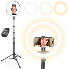 12” Selfie Ring Light with 62” Extendable Tripod Stand & Remote, LED Circle Ligh