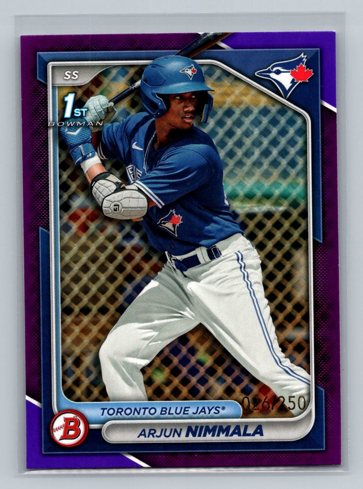 2024 Bowman #BP-142 Arjun Nimmala Prospects Purple Blue Jays /250