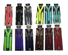 12 Colors Sexy Mens Womens Clip-on Suspenders Elastic Y-Shape Adjustable Braces