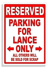 Personalized Parking Sign Wall Decal Metal Sign No Parking Customized for LANCE