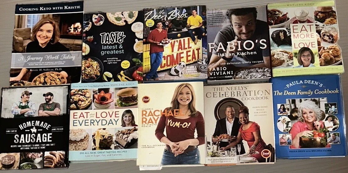 Lot 10 celebrity/famous chefs cookbooks variety mix different years many recipes