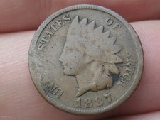 1887 Indian Head One Cent Penny- Good Details, Chocolate Brown