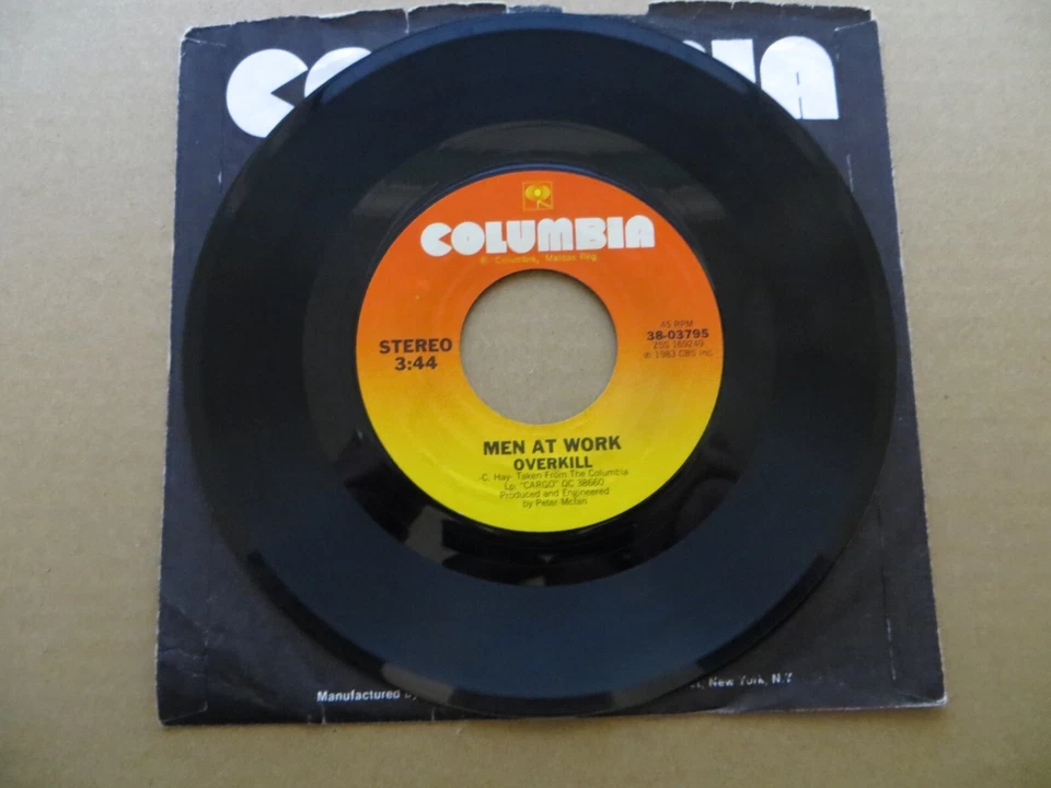 Men At Work - Overkill - 1983 - Columbia Records 38-03795 Vinyl 7" Single VG - Image 3 of 4