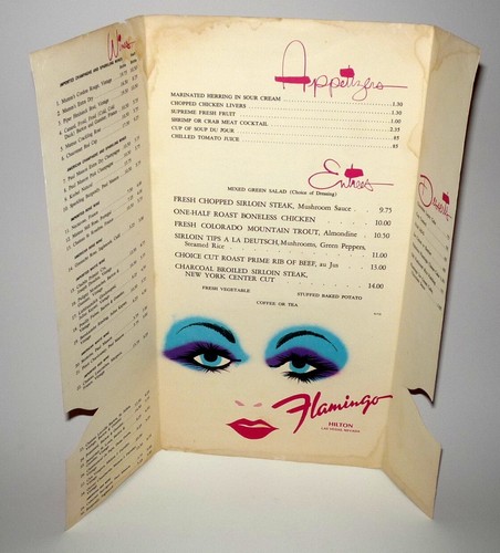 Flamingo Hotel & Casino 1973 Las Vegas Nevada menú de cena buenos gráficos - Imagen 3 de 4