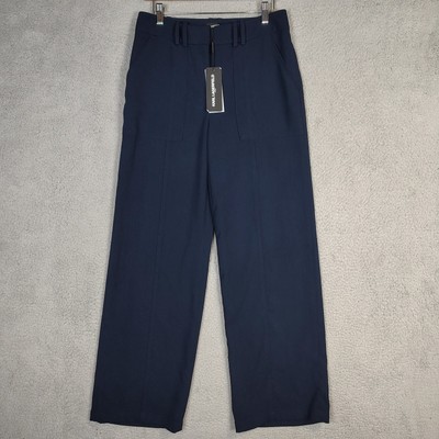 Karl Lagerfeld Pants Women 4 Navy Blue High-Rise Wide Leg Classic Utility NWT