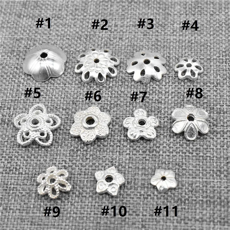 30pcs of 925 Sterling Silver Shiny Flower Bead Caps for Jewelry Making 4mm  5mm