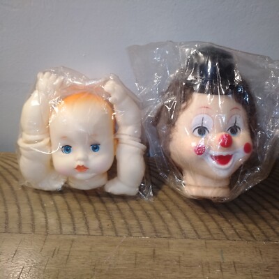 Vintage Fibre Craft Baby Doll Face & Hands Clown Set Vintage Doll Making Parts 