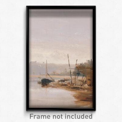 Francis Danby - Boat Building near Dinan, Brittany Print 11x17 Art Poster