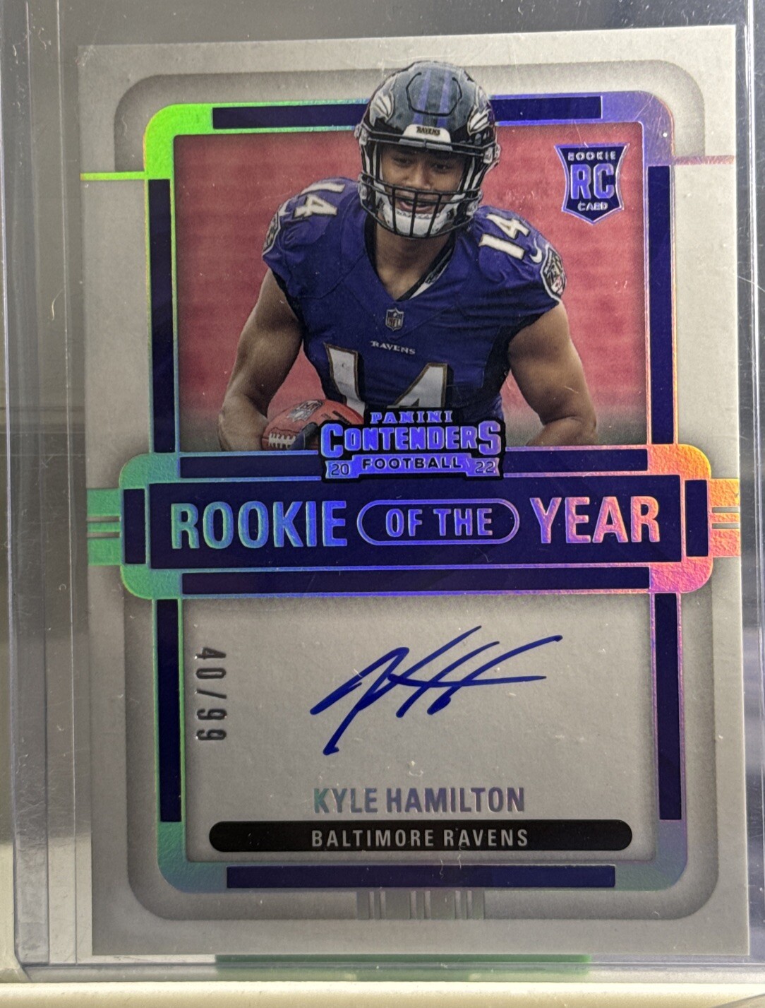 KYLE HAMILTON 2022 CONTENDERS ROOKIE OF THE YEAR SILVER RC AUTO /99