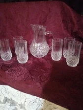 Cristal D Arques  Pitcher And 6 Iced Tea Glasses