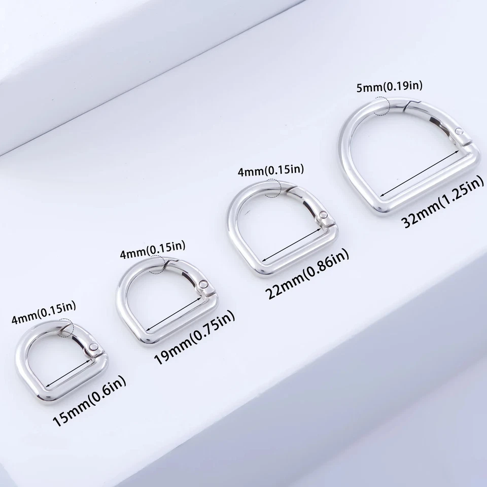5Pcs D Ring Spring Key Hooks Clip Spring Ring Clasp for Backpack Purse Keychain - Image 4 of 4