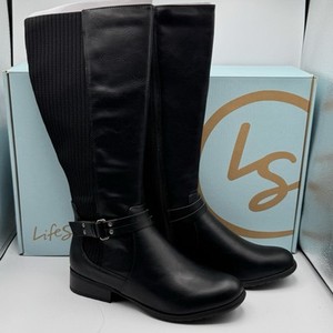Women’s Lifestride X-Anita Boots 8M Black Knee High Riding Stretch Panel 