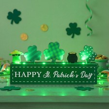 St Patricks Day Table Decorations Shamrock Lighted Wooden Shamrock Table Cent...