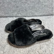 Koolaburra by UGG Imree Black Shearling Fur Backstrap Slide Slippers Womens 8