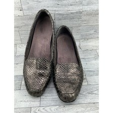 Clarks Artisan Women Sz 8.5M Metallic Bronze Snakeskin Leather Loafers 26066404