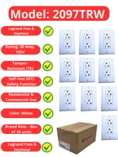 Box of 10 Legrand 2097TRW 20A GFCI Outlets TR White New Commercial,20 AMP GFCI