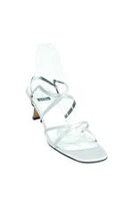 Stuart Weitzman Womens Metallic Strappy Slingback Sandals Silver Size 7.5B