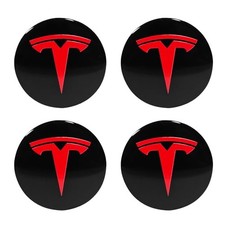 4 Pack Aluminum Waterproof Wheel Cover Center Emblem Sticker for Tesla Model 3