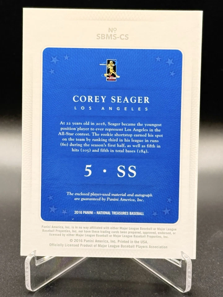 2016 National Treasures Corey Seager Bat Relic & Auto ROY Card /10 RC — 第 3/3 张图片