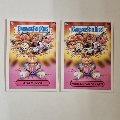 2- Garbage Pail Kids Book Worms   Adam Book 72a & Mind-blown Sloan 72b