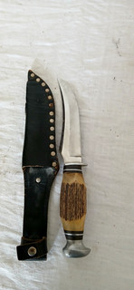 Messer Jagdmesser des Solingen rostfrei Griff Echt Horn Bein mit Scheide