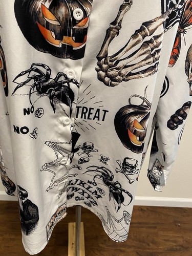Halloween Shirt Damen Größe 2XL Halloween Grafik Bluse Button Down - Bild 5 von 12