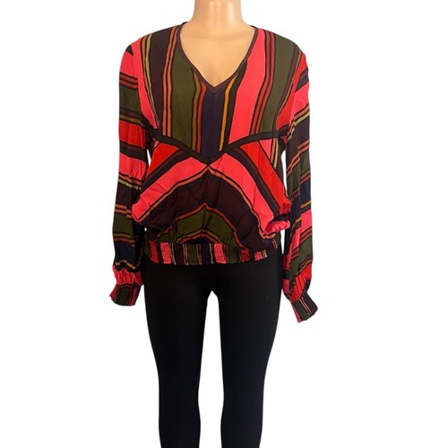 Blusa multicolor geométrica Anthropologie de Londres en blanco para mujer talla pequeña - Imagen 6 de 8