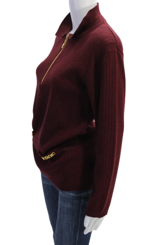 Suéter Adolfo Mujer Mangas Largas Cuello Redondo Vino Rojo Mezcla Lana Talla Pequeña Foto 2 de 4