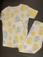 Carter's Sz 5 Easter Eggs Pajama Set Short Sleeve Long Pants Snug Easter Baby