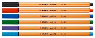 STABILO point 88 Fineliner - 0,4mm Schwarz Rot Blau Grün | Schreibstift Büro
