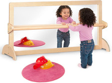 3-Position Montessori Wood Frame Non-Shatter Safety Pull up Bar Baby Big Mirror