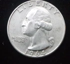 1964 Washington Quarter 90% Silver US Coin Circulated Vintage