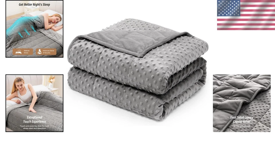 Breathable 12 lbs Grey Weighted Blanket in Twin Size for Stress Relief & Comfort - Image 2 of 4