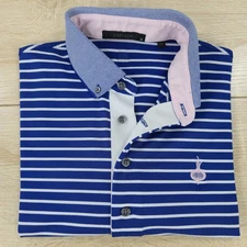 Men's M Greyson Ohoopee Match Club Top 100 Striped Performance Golf Polo Shirt