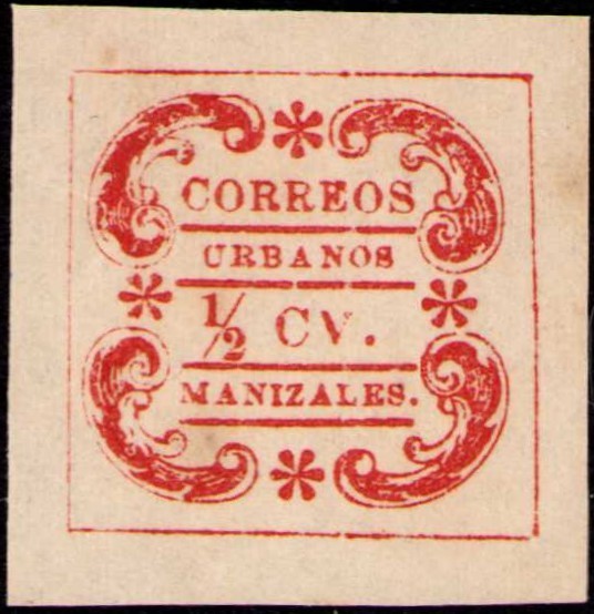COLOMBIA - MANIZALES - URBAN POST - 1/2c IMPERF - Pos 3 - 1910 - Yv 1a RR