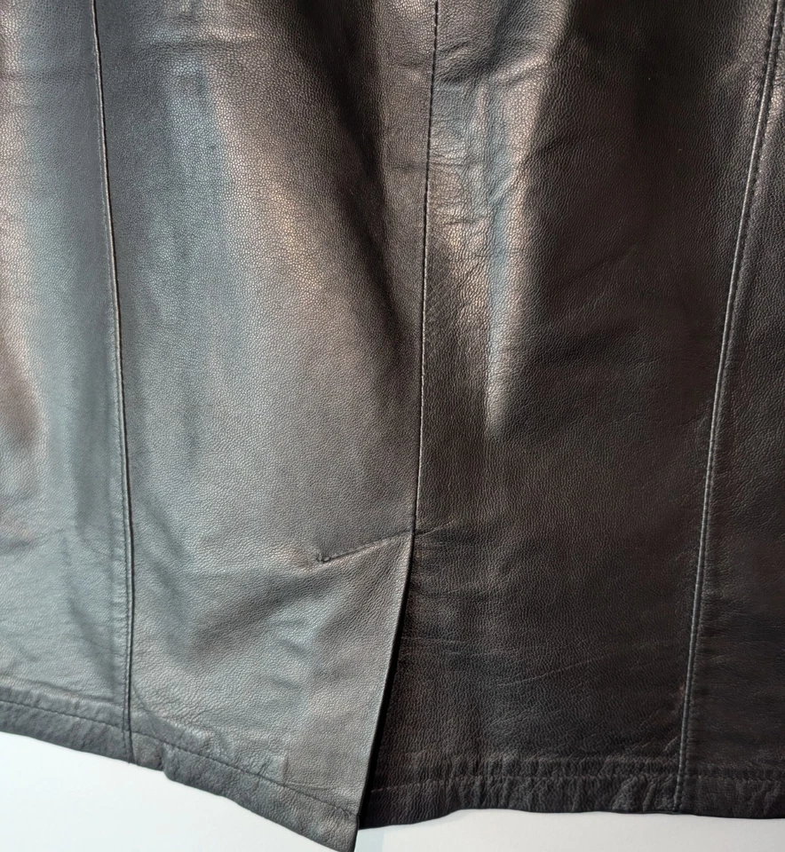 Falda INC International Concepts Talla 14 100% Cuero Negro Lápiz Línea A 8046 Foto 4 de 4