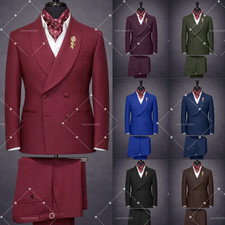 Shawl Lapel Men's Suit Workwear Offical 2Pcs Double Breasted Tuxedo Jacket